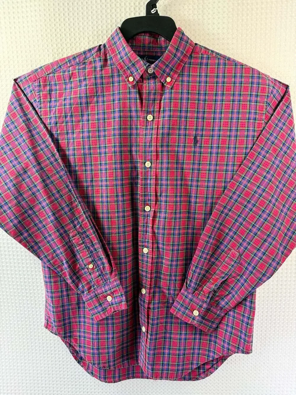 Ralph Lauren Men's Red, Blue, and Green Plaid Long Sleeve Button Down Shirt (L) - Picture 2 of 6
